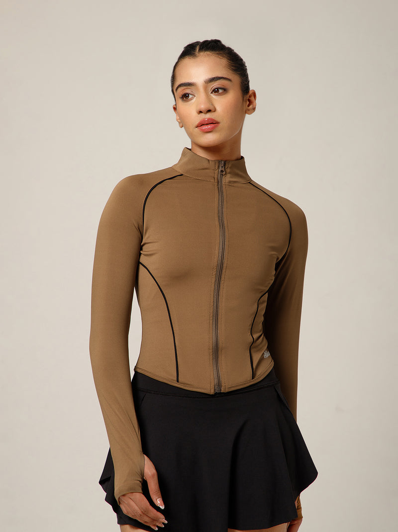 Flow Piping Jacket Tan