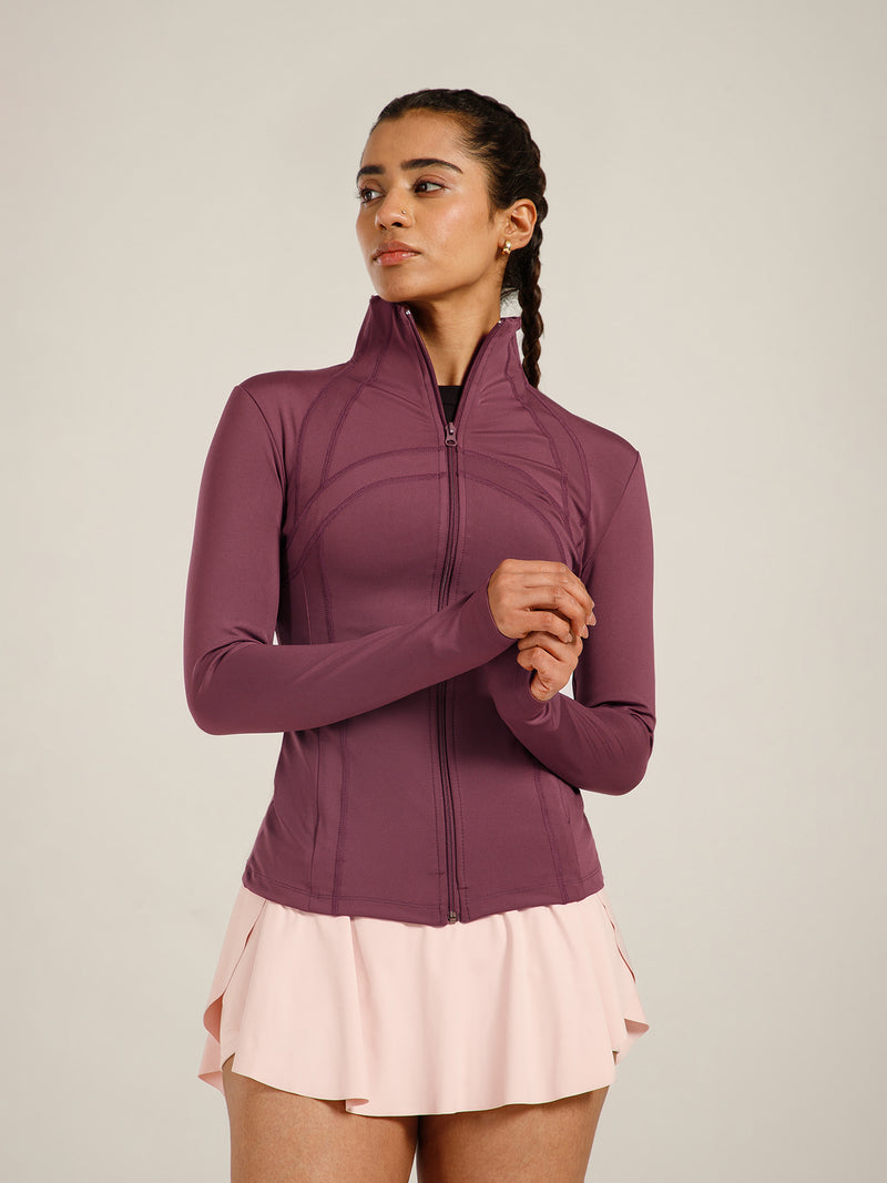 Defined Seam Zip Jacket Maroon