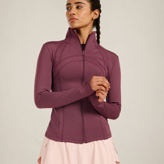 Defined Seam Zip Jacket Maroon