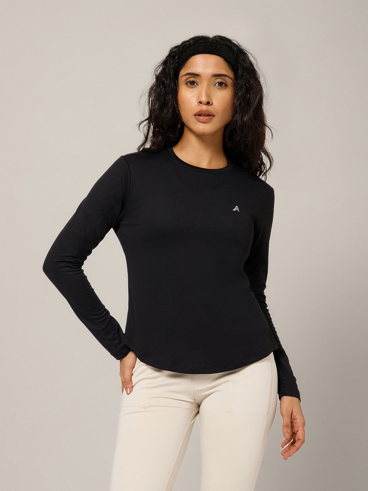 Back Pleat Long Sleeve T-shirt Black