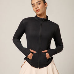 Ribbed Zip up Jacket Black