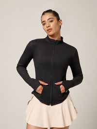 Ribbed Zip up Jacket Black