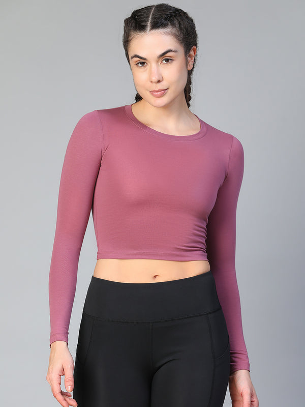 Essential Full Sleeve Crop top Mauve