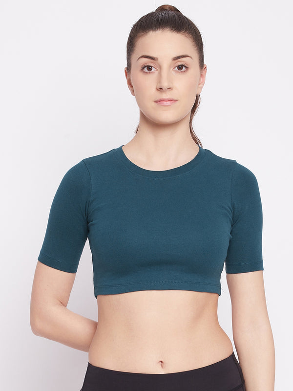 Everyday Cropped Tee Teal