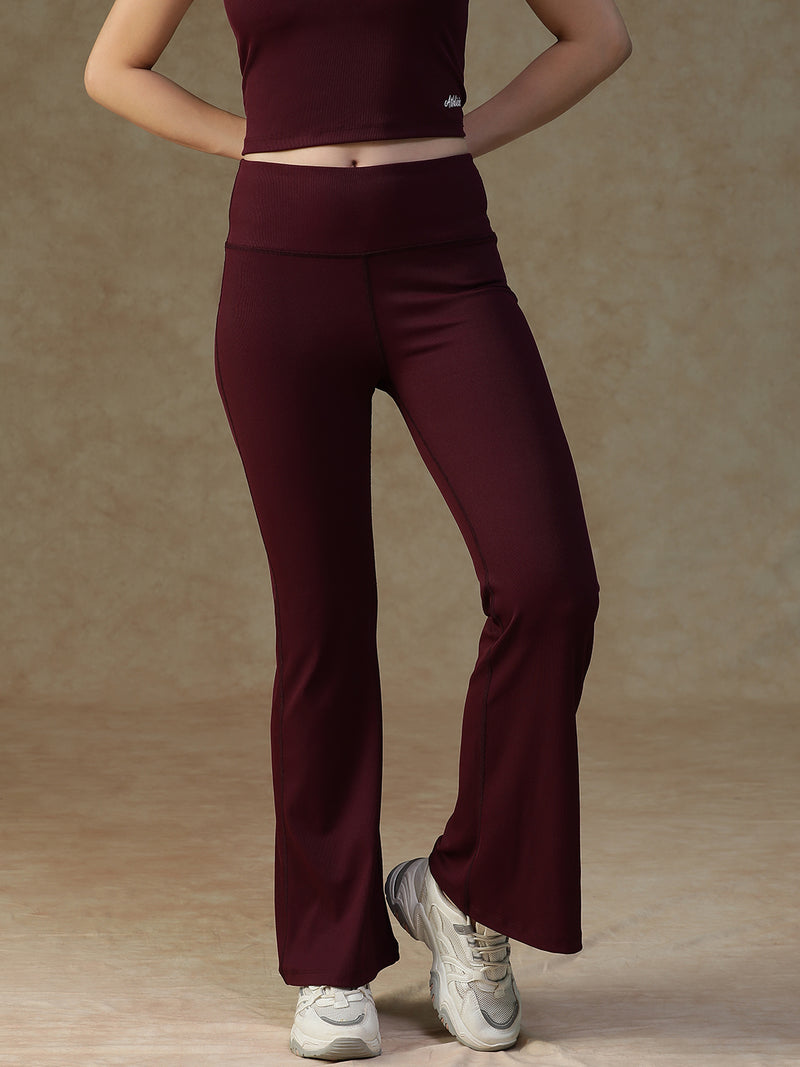 Ribbed Flare Pant Mauve