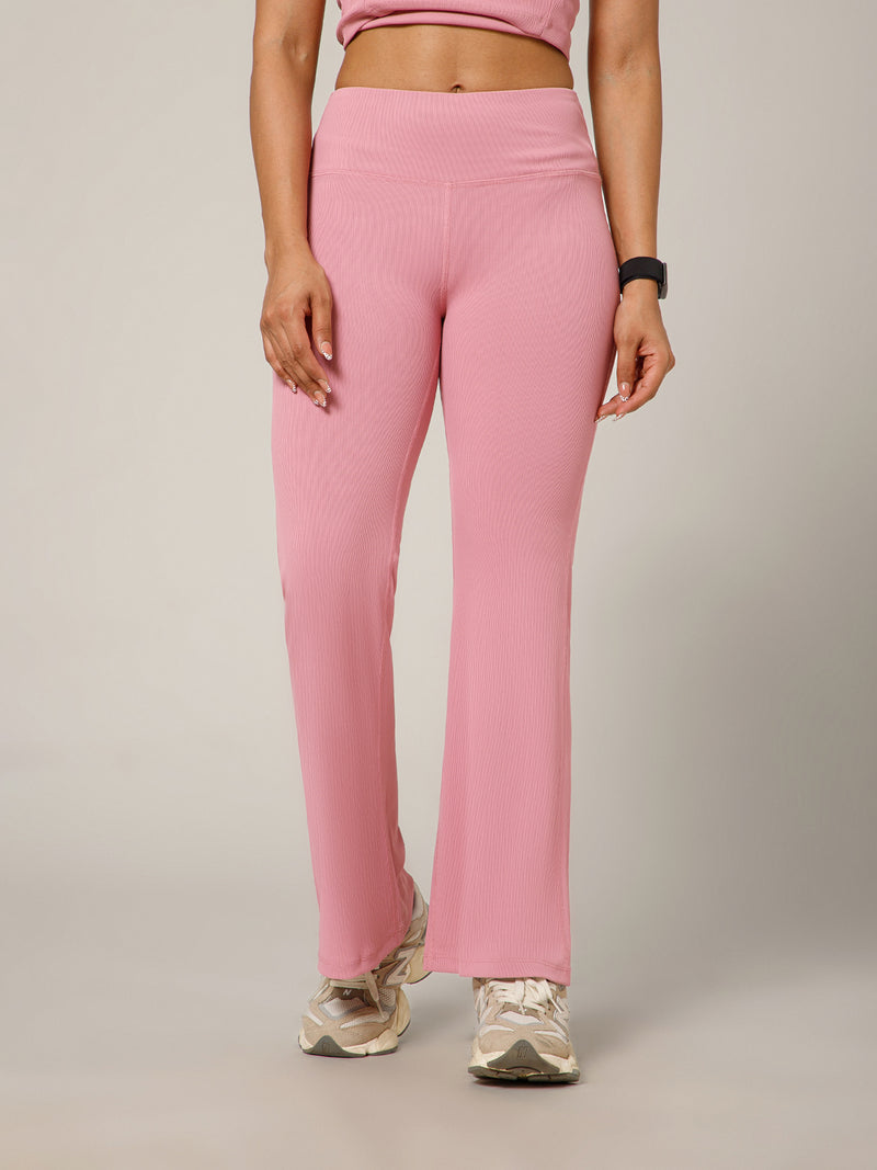 Ribbed Flare Pant Blush Pink