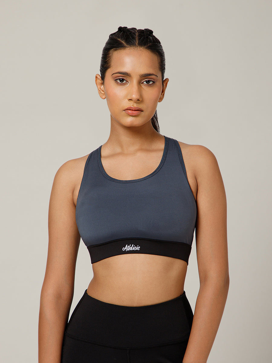 Ruched Sports Bra Gray