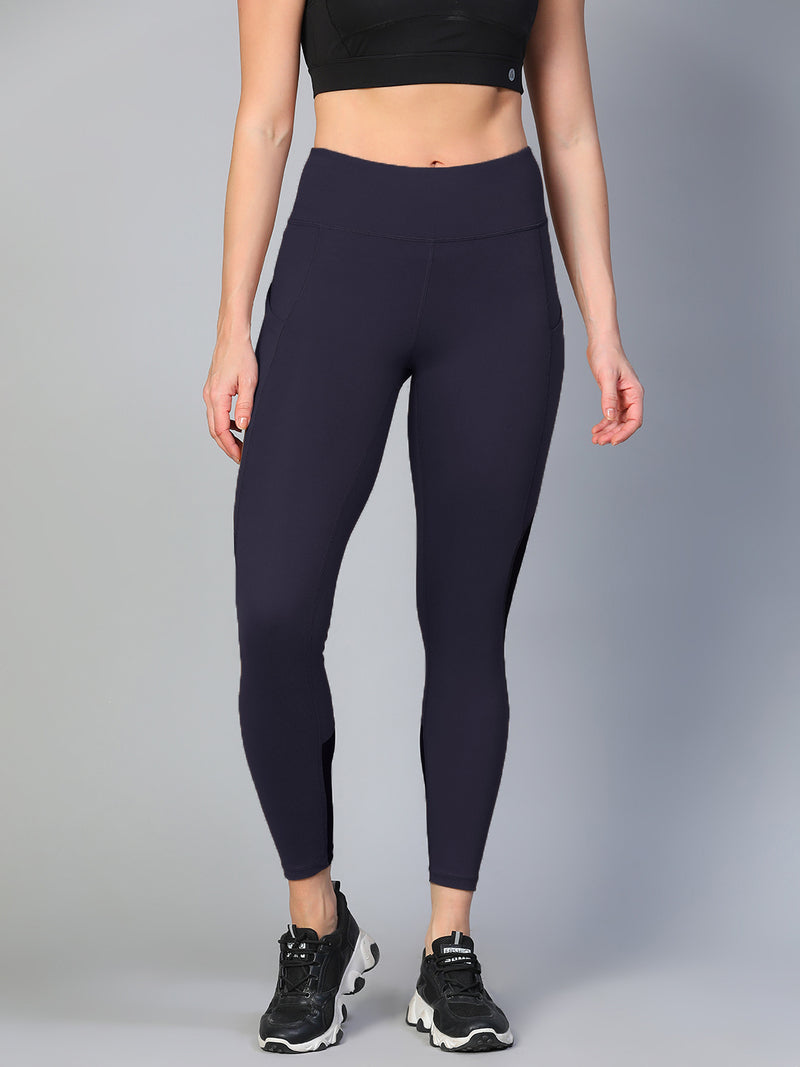 Mesh Panel Pocket Leggings Navy