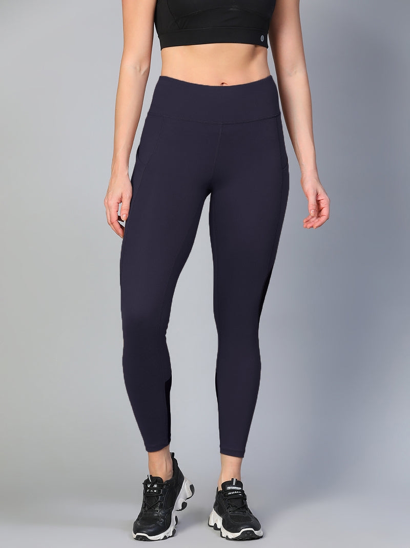 Mesh Panel Pocket Leggings Navy