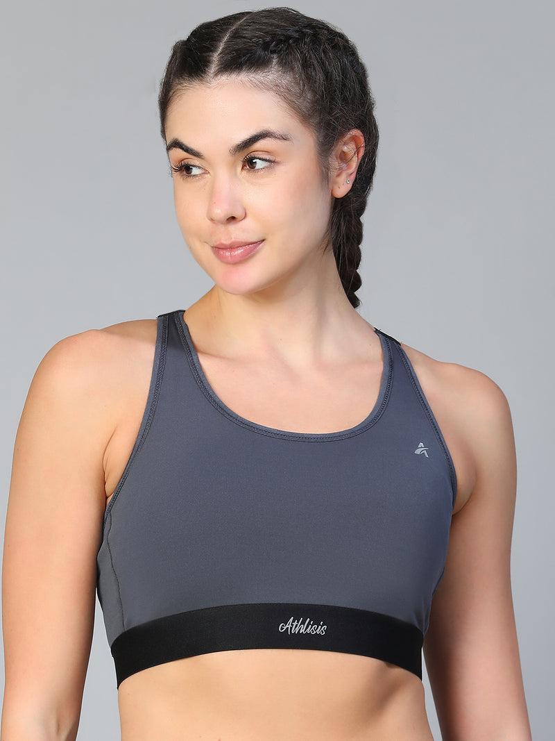 Ruched Sports Bra Gray