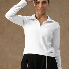 Aero Zip Polo T-shirt White