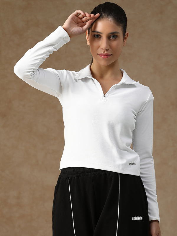 Aero Zip Polo T-shirt White