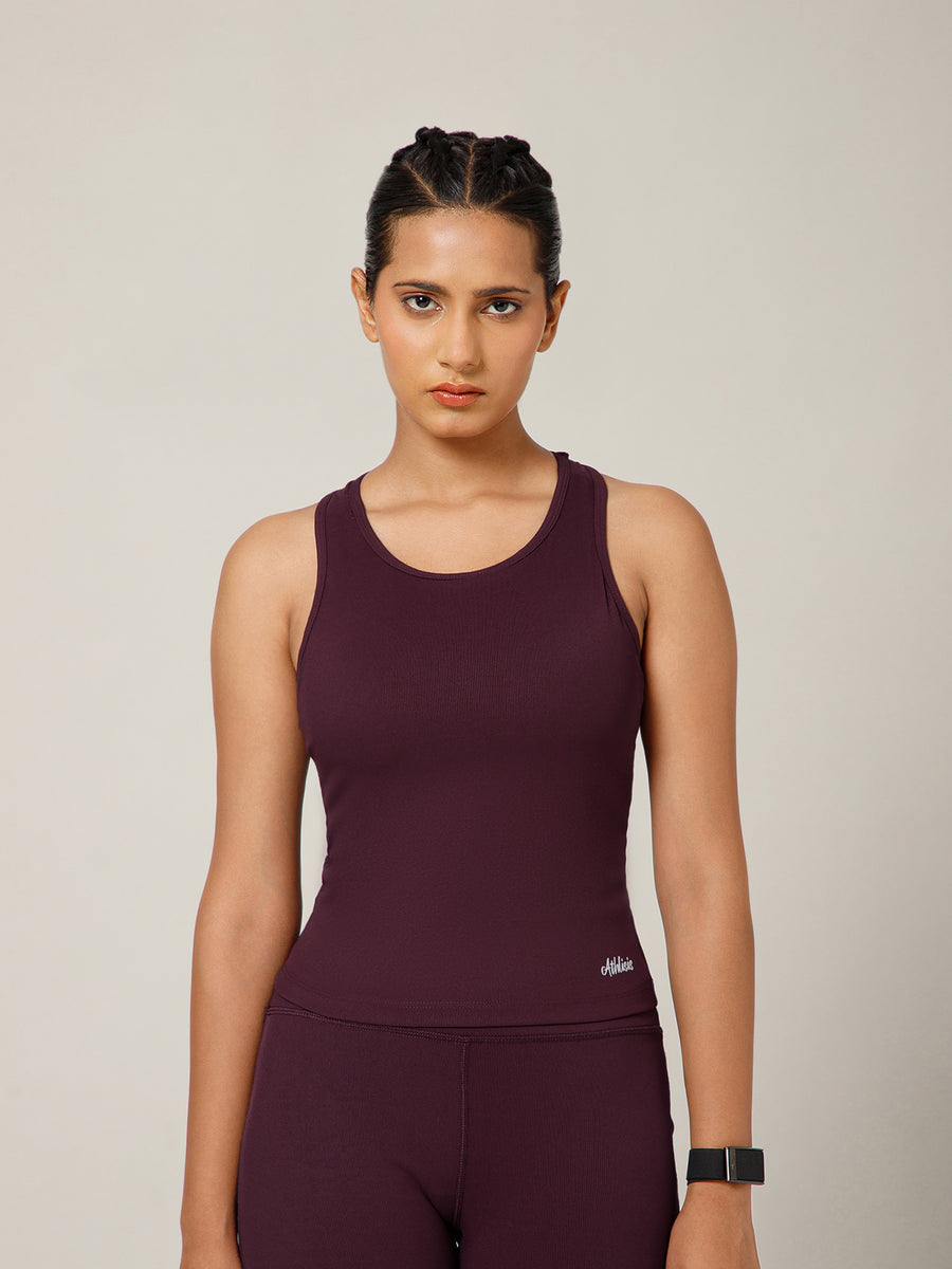 Built In Bra Racer Back Top Wine