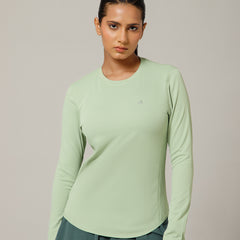 Curved Hem Full Sleeve T-Shirt Olive
