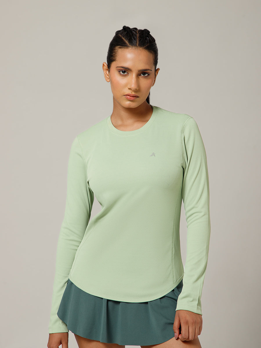 Curved Hem Full Sleeve T-Shirt Olive