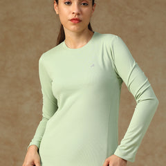 Curved Hem Full Sleeve T-Shirt Olive