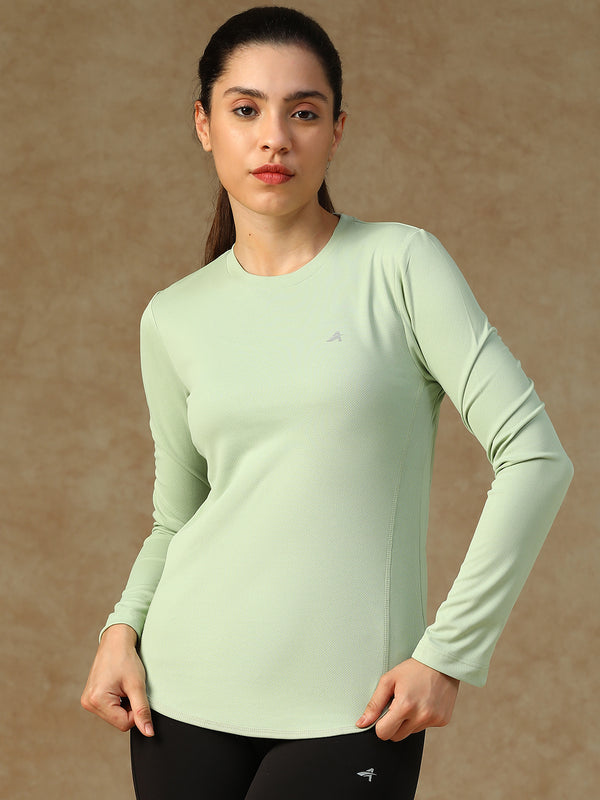 Curved Hem Full Sleeve T-Shirt Olive