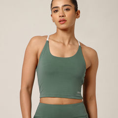 Cross Back Built In Bra Sage
