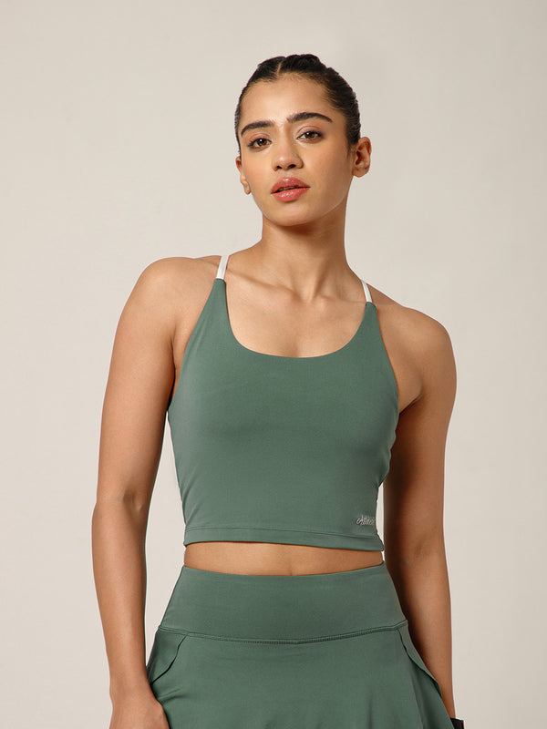 Cross Back Built In Bra Sage