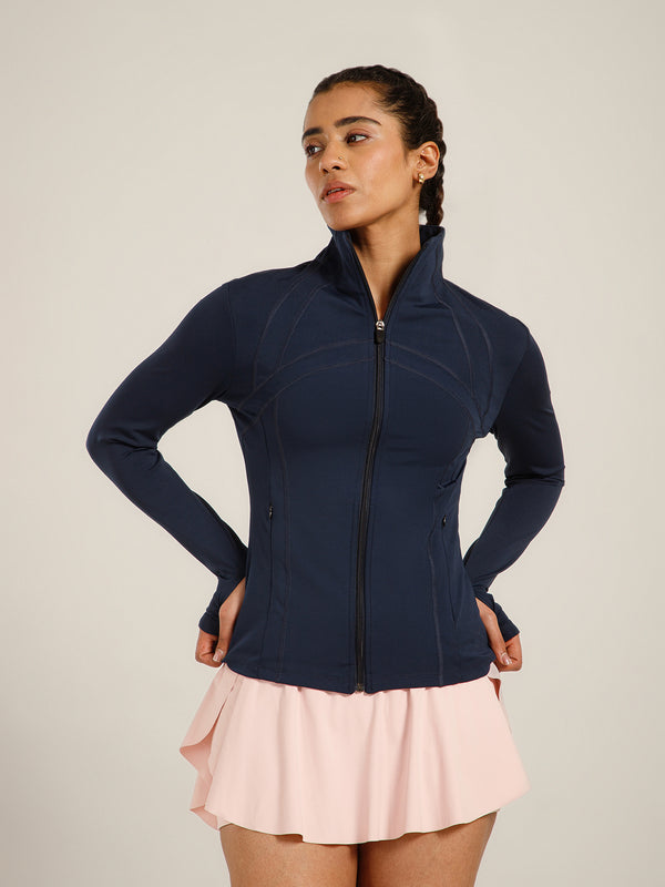 Defined Seam Zip Jacket Navy