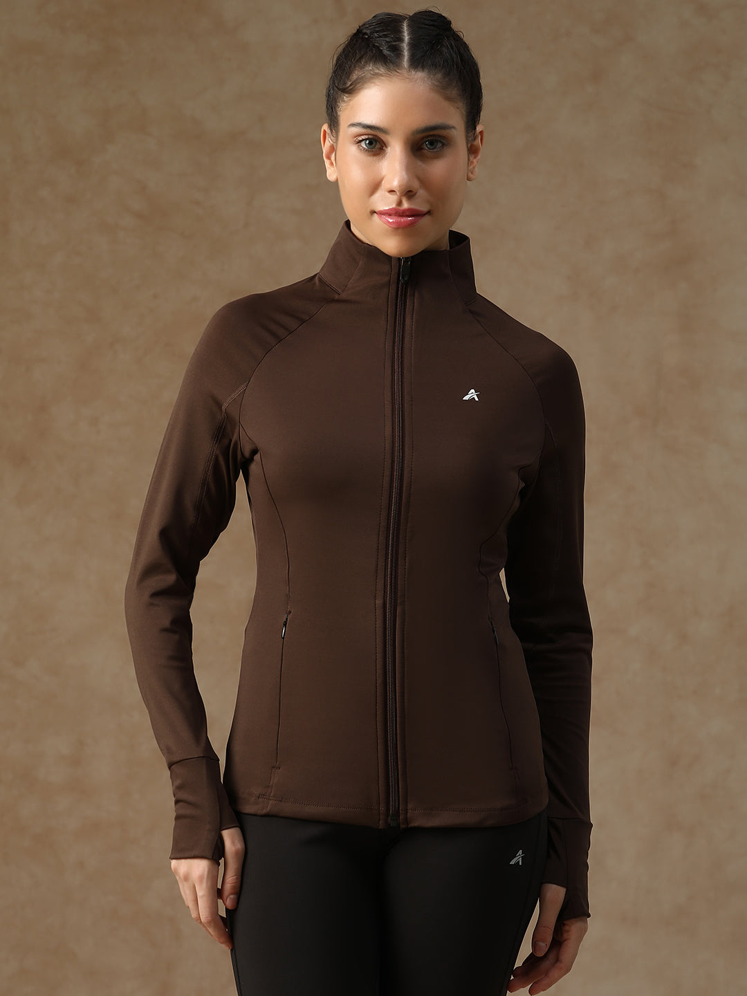 Midriff Crop Jacket Brown