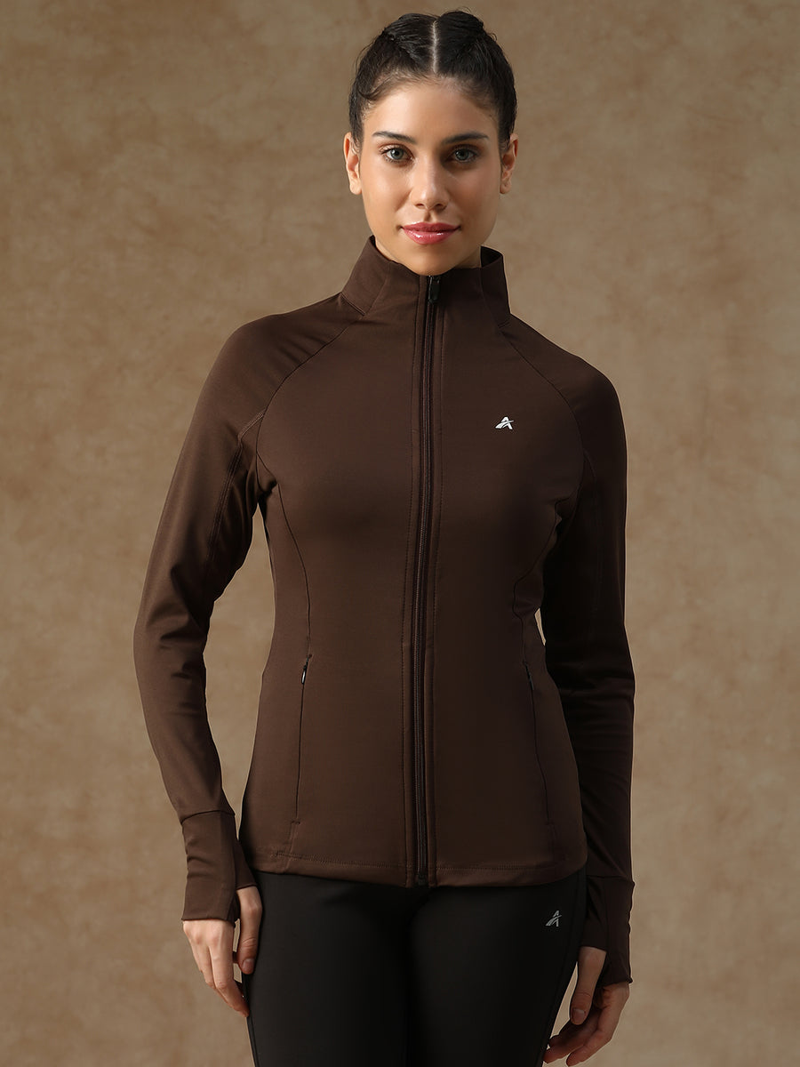 Midriff Crop Jacket Brown