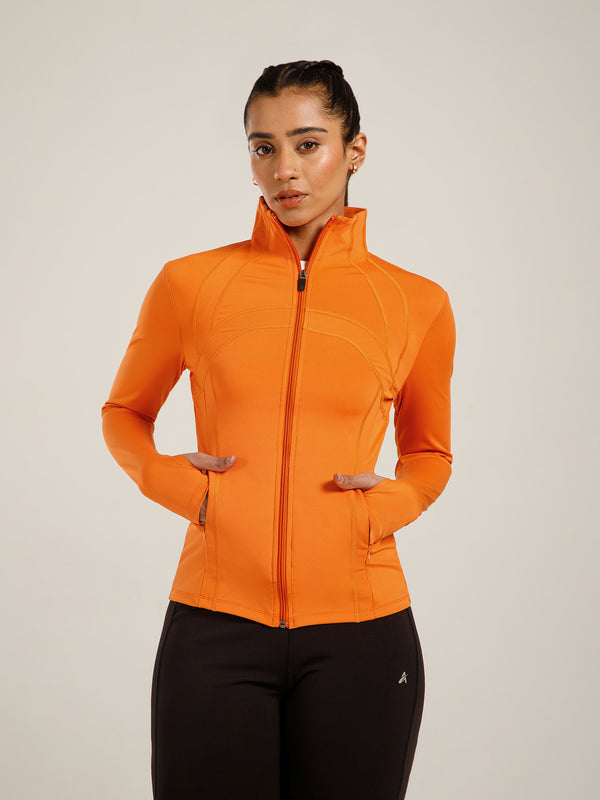 Defined Seam Zip Jacket Orange