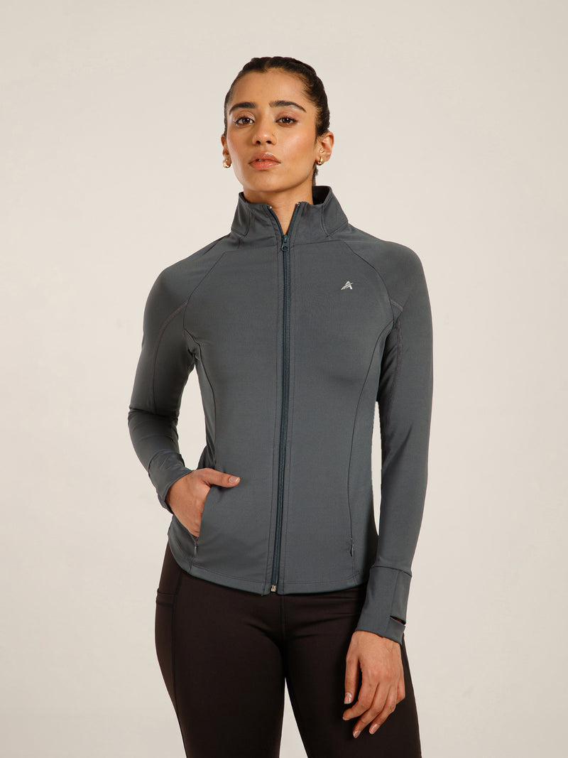 Midriff Crop Jacket Grey