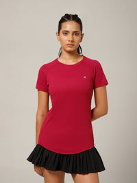 V Panel T-Shirt Maroon