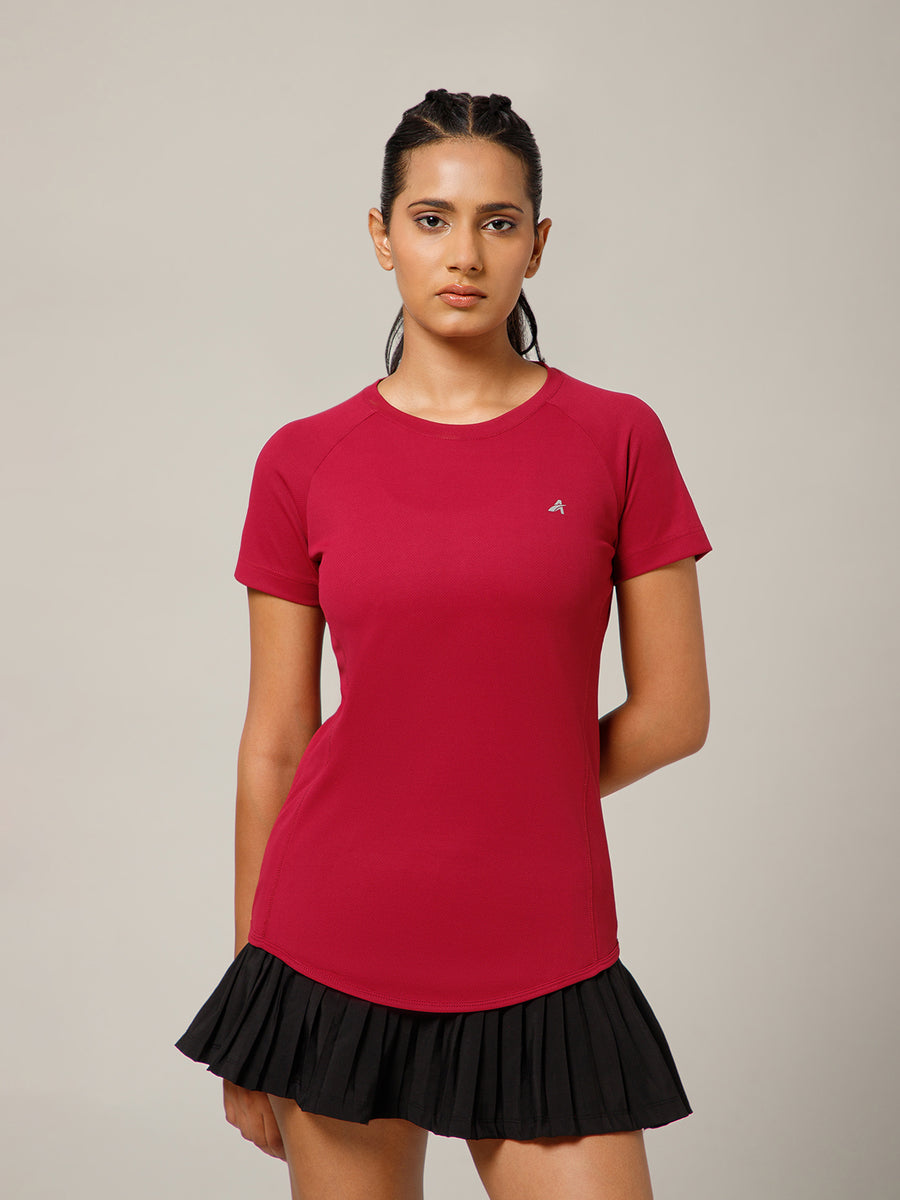 V Panel T-Shirt Maroon