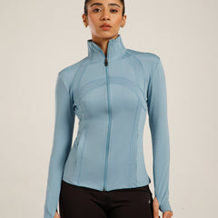 Defined Seam Zip Jacket Ice Blue