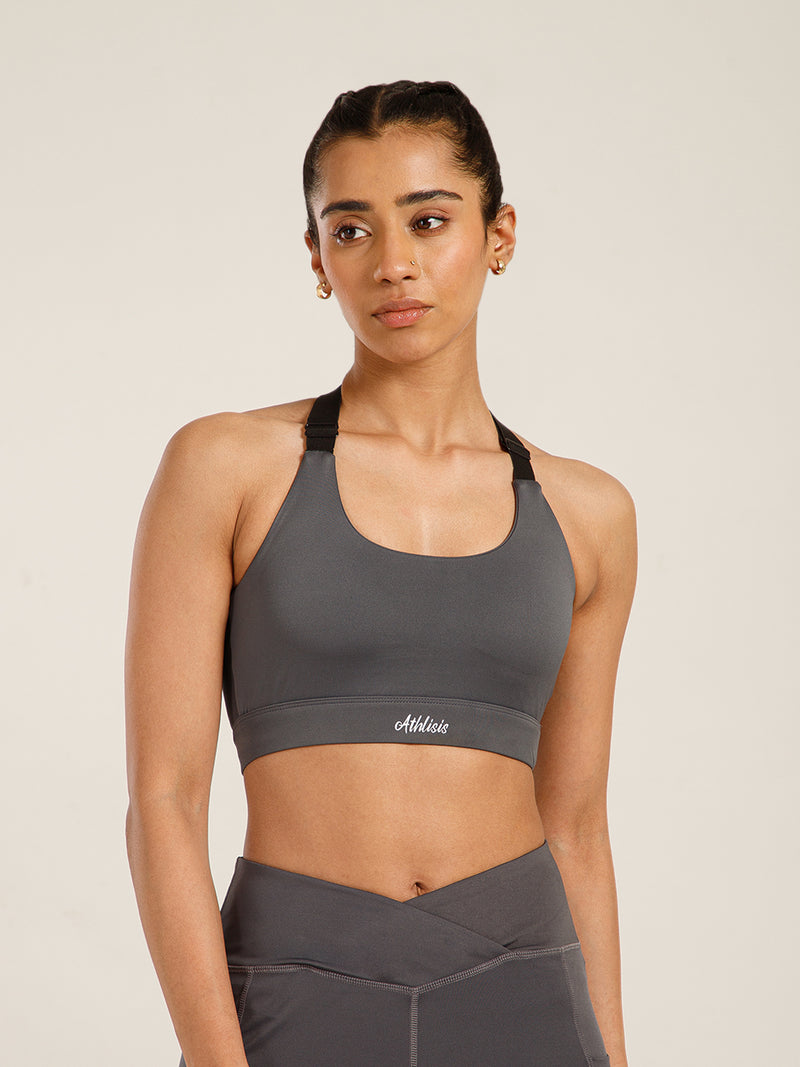 Y Adjustable Sports Bra Grey