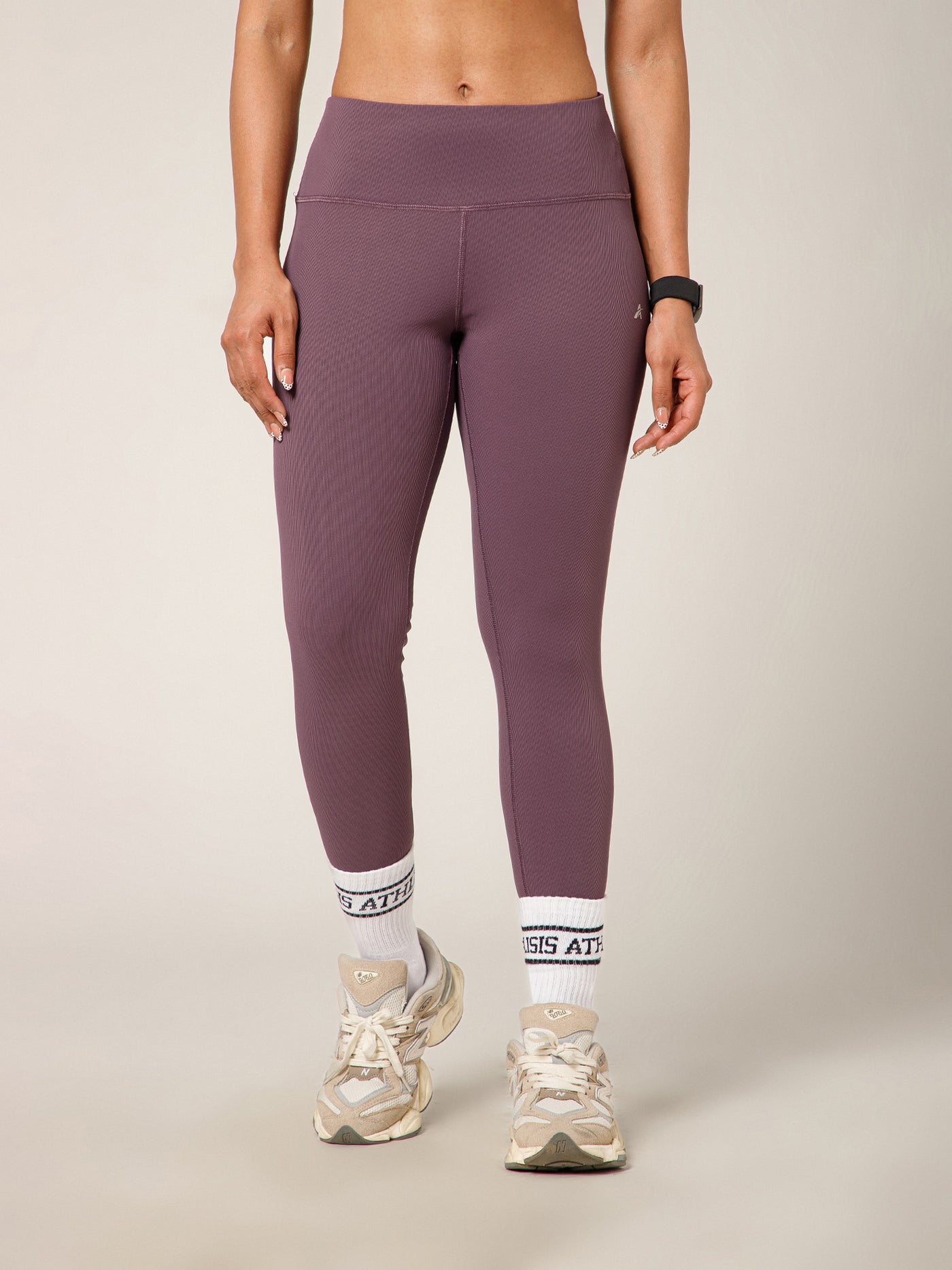 Ribbed High Waist Leggings Purple