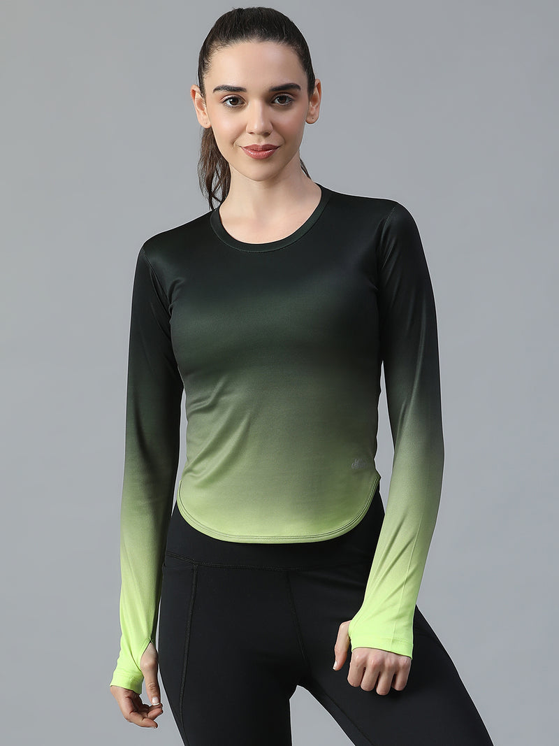 Dual Tone Full Sleeve T-Shirt Green
