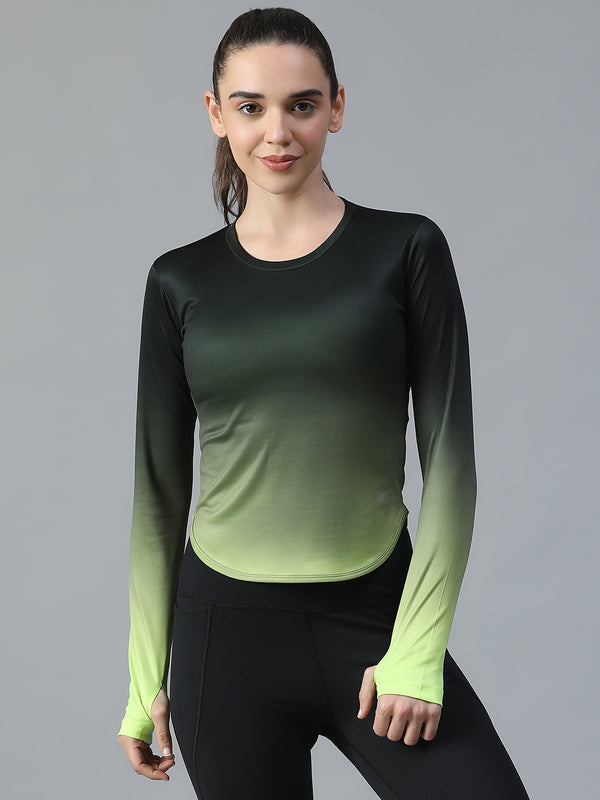 Dual Tone Full Sleeve T-Shirt Green