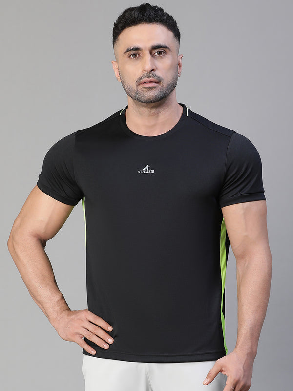 Contrast Side Panel T-Shirt Black