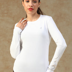 Curved Hem Full Sleeve T-Shirt White