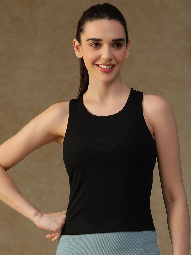 Built In Bra Racer Back Top Black