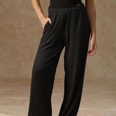 Ribbed Baggy Pants Beige Black