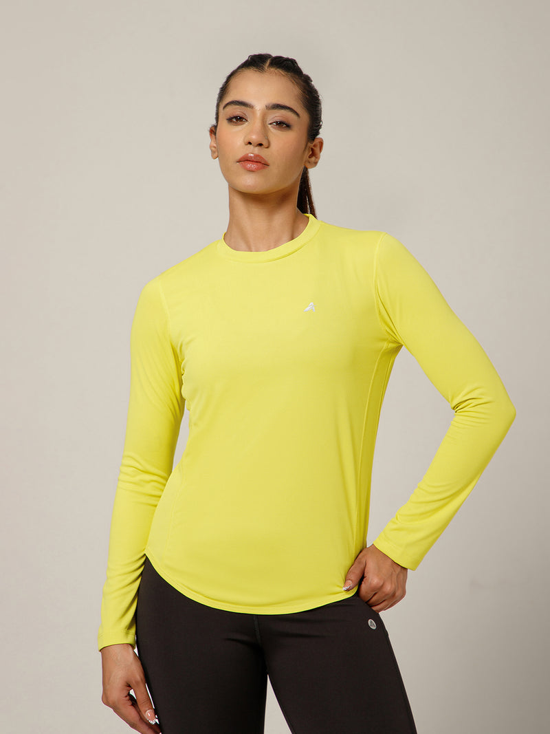 Curved Hem Full Sleeve T-Shirt Lemon