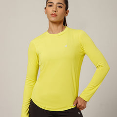 Curved Hem Full Sleeve T-Shirt Lemon