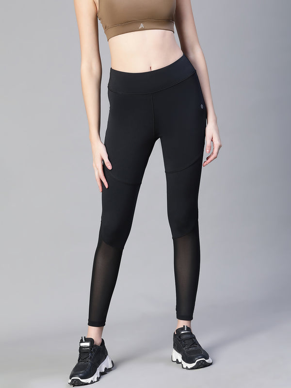 Geometric Mesh Leggings Black