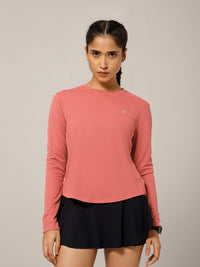 Back Pleat Long Sleeve T-shirt Coral