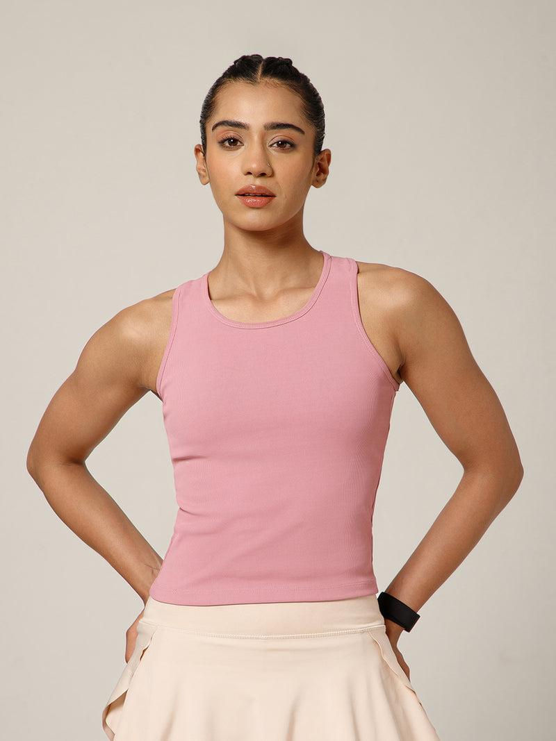 Built In Bra Racer Back Top Pink