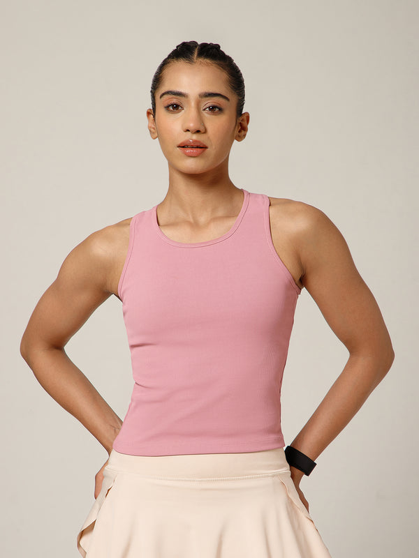 Built In Bra Racer Back Top Pink