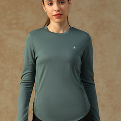Curved Hem Full Sleeve T-Shirt Grey