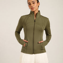 Defined Seam Zip Jacket Olive