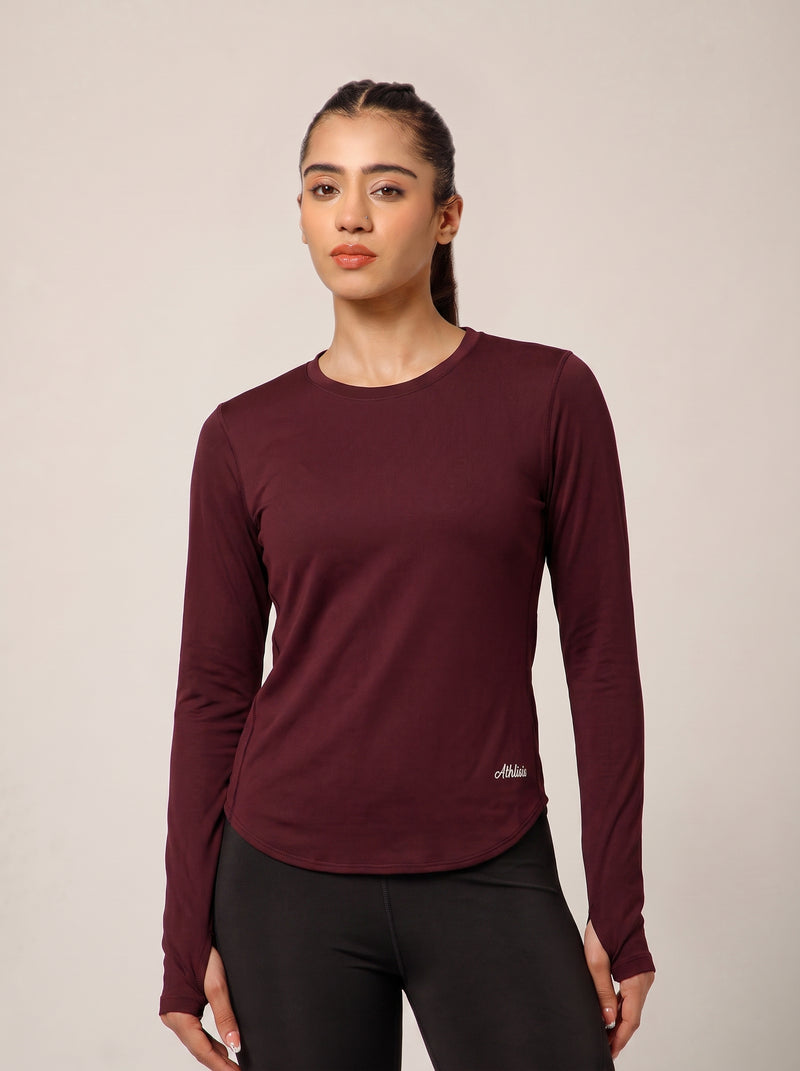 Bodycon Thumbhole T-shirt Wine