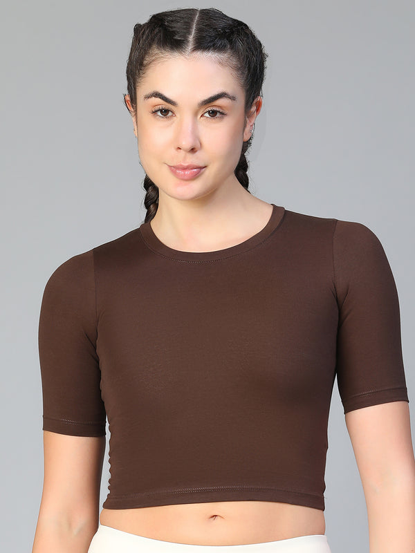 Essential Crop Top Brown