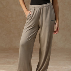 Ribbed Baggy Pants Beige